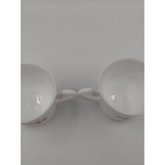 Set of 2 Vintage Arcopal France White Tea Cups With Pink Flowers - Picture 3 of 10
